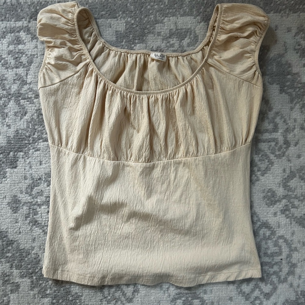 Brandy Melville Cream Ruched Blouse